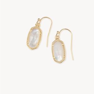 Kendra Scott Lee Gold Drop Earrings in Ivory Mother-of-Pearl